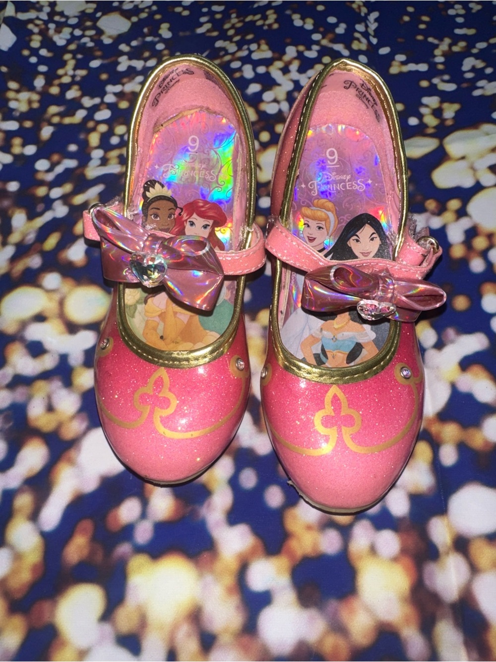 Disney Pink Glitter Princess Bow Mary Jane Shoes